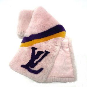 Louis Vuitton Pink Gray Set of Knit Hat and Scarf